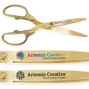 25in Giant Gold Ribbon Cutting Scissors with Gold Blades - Custom