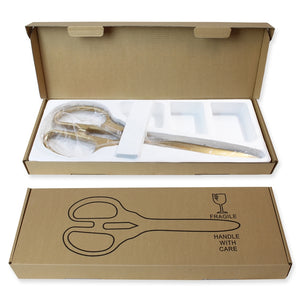 25" Gold Ribbon Cutting Scissors with Gold Blades Packaging