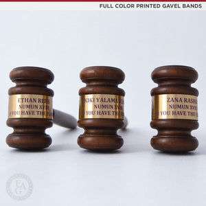 10-1/2" Deluxe Walnut Finish Gavel with Gift Box - Full Color Printed Gavel Bands