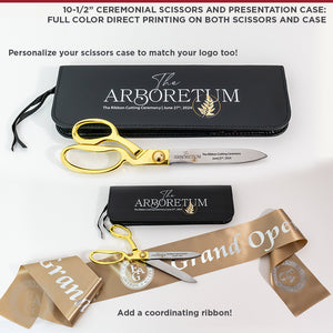 10-1/2" Ceremonial Scissors and Presentation Case: Full Color Direct Printing on Both Scissors and Case