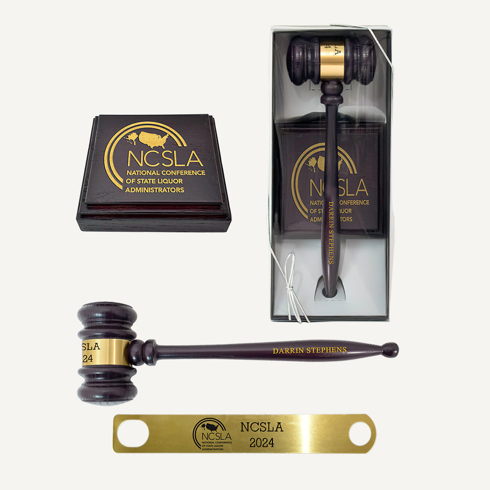 10-1/2" Deep Plum Finish Presentation Gavel & Sound Block Set