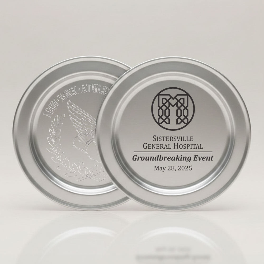 11" Diameter Pewter Ships Dinner Plate