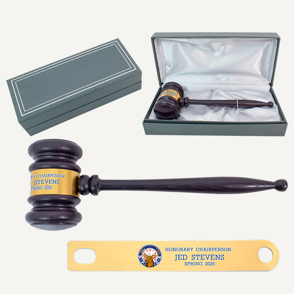 11" Deep Plum Finish Gavel Presentation Set