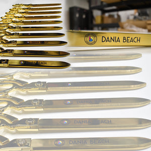 15" Gold Plated Ceremonial Ribbon Cutting Scissors with Full Color Printed Logo