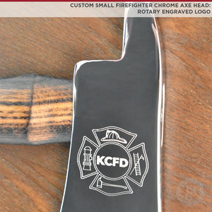 Custom Small Firefighter Chrome Axe Head with Rotary Engraved Logo