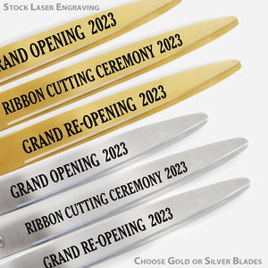 Stock Text Laser Engraving for Grand Openings and Ribbon Cuttings