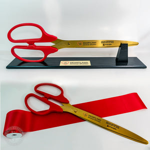 36" Scissors Display Stand Personalized with a Full Color Plate to match the Logo on the Scissors