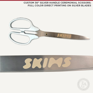 Custom 36" Silver Handle Ceremonial Scissors: Full Color Direct Printing on Silver Blades