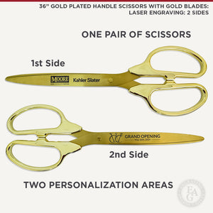 36" Gold Blated Handle Scissors with Gold Blades: Two Personalization Areas