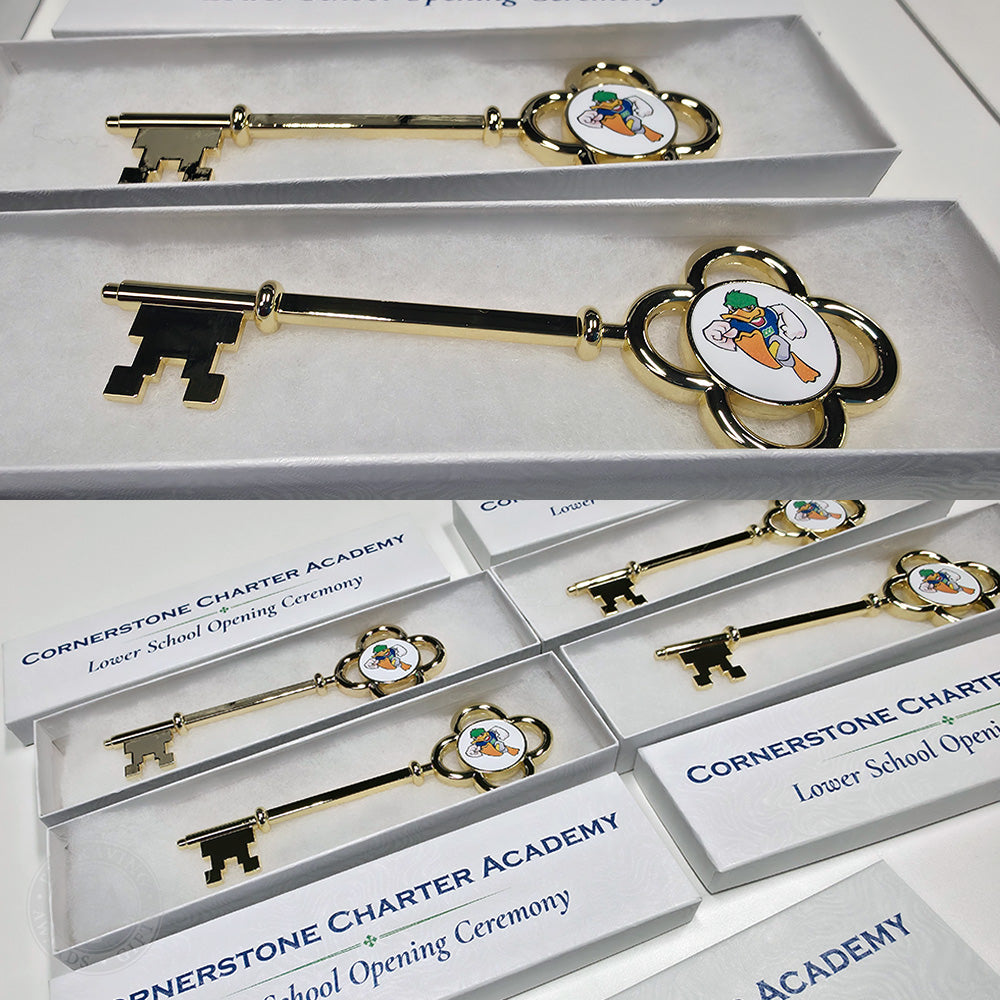 5-7/8" Gold Key with Printed White Boxes