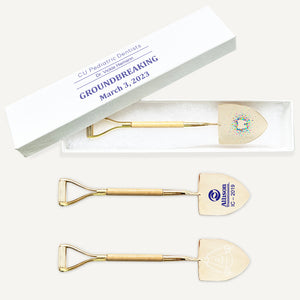 5-1/2" Gold Miniature Ceremonial Shovels w/ Wood Shaft