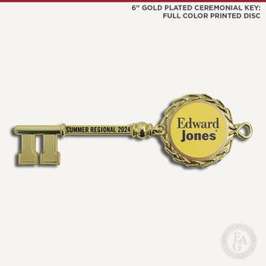 6" Gold Plated Ceremonial Key with Full Color Printed Disc