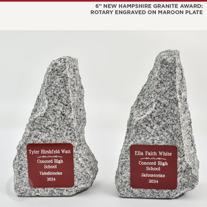 6" New Hamsphire Granite Award: Rotary Engraving on Maroon Plate