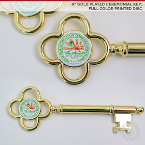 8" Gold Plated Ceremonial Key with Full Color Printed Disc