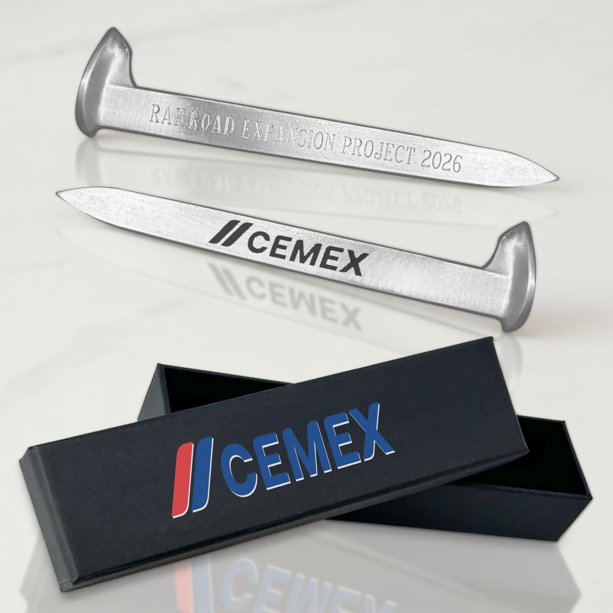 Satin Silver Ceremonial Railroad Spike with Gift Box