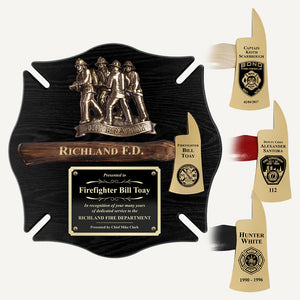 18x18 Black Maltese Firefighter Plaque with 15" Gold Axe