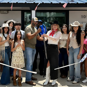 Blue Ribbon Cutting Scissors with Silver Blades