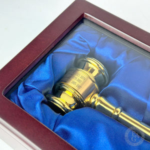 8" Solid Brass Gavel with Mahogany Finish Presentation Case