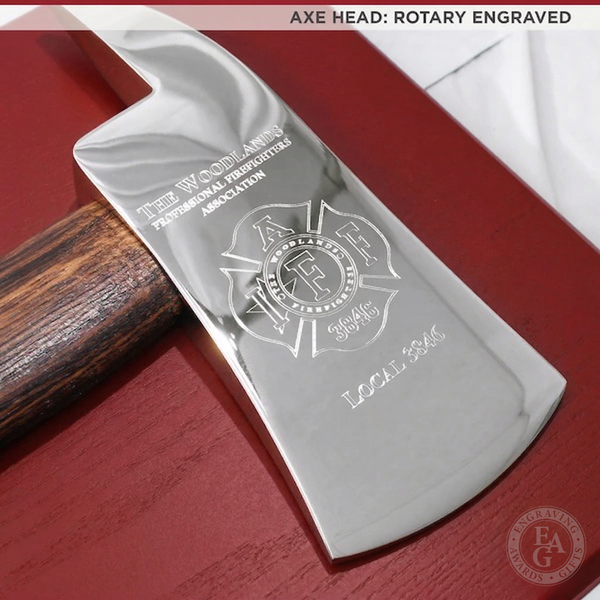 42x16 Red Firefighter Award Plaque - Chrome Axe - Engraving