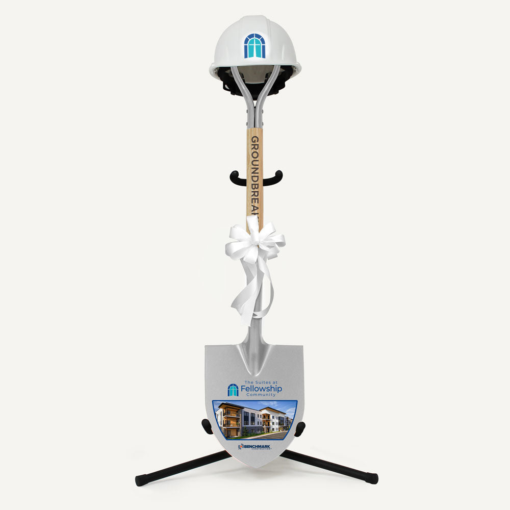 Groundbreaking Ceremonial Shovel Kit - Exclusive Specialty Style Spade - Silver Finish - D-Handle