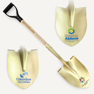 Gold Painted Ceremonial Groundbreaking Shovel - Black Handle