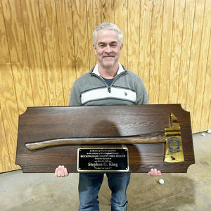 42x16 Walnut Firefighter Award Plaque - Gold Axe