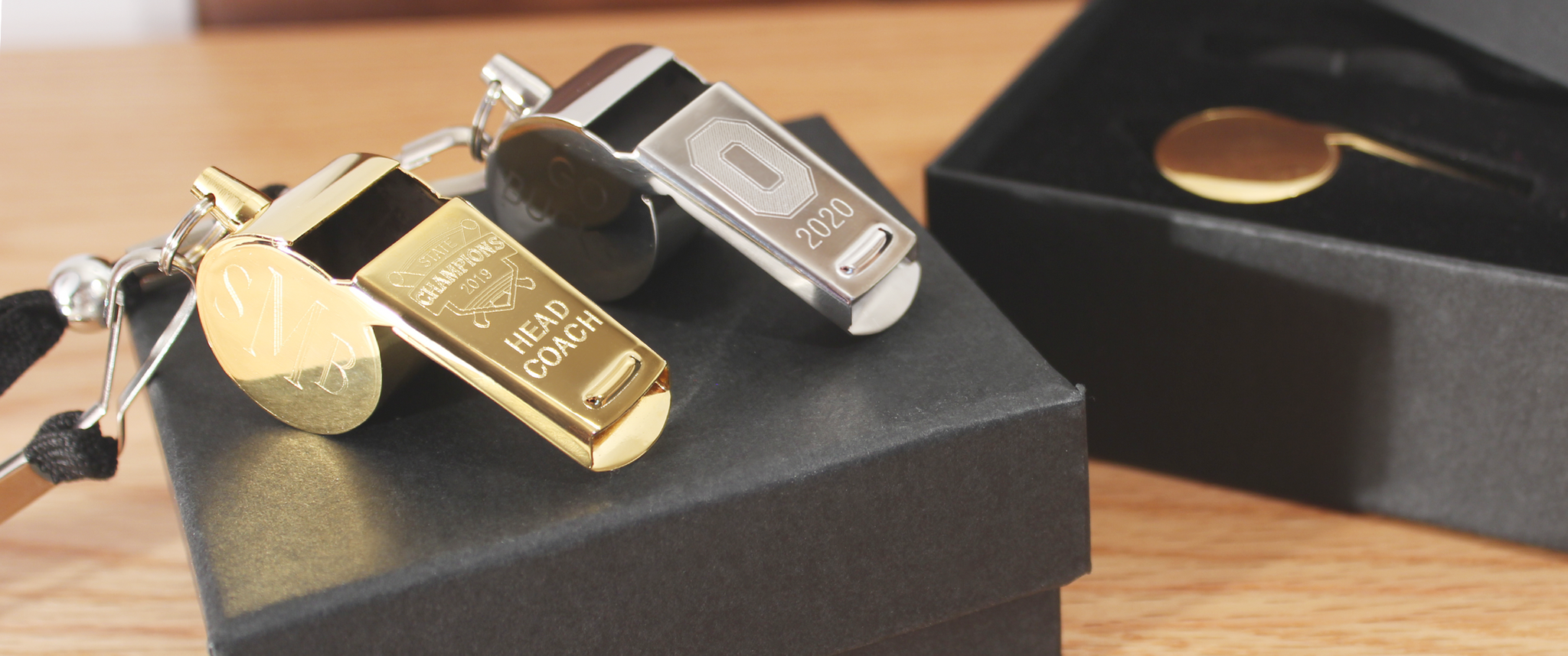 Engraved Whistles with Lanyards