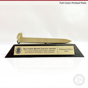 Gold Plated Ceremonial Railroad Spikes Awards Stands