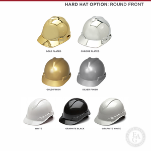 Groundbreaking Ceremonial Shovel Kit - Gold Finish D-Handle - Round Front Hard Hat Options