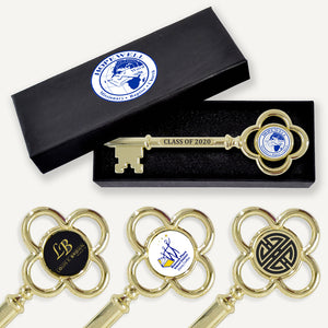 8" Gold Plated Ceremonial Key with Flat Stem