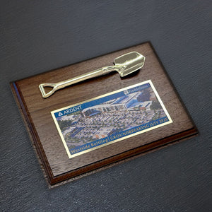 8" x 6" Miniature Shovel Plaque - Walnut