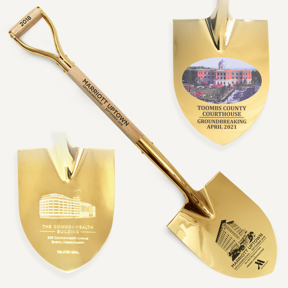 Bargain Gold Shovel Acrylic Block - Golden Openings