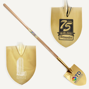 Specialty Gold Plated Ceremonial Groundbreaking Shovel - Long Handle