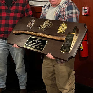 42x16 Walnut Firefighter Award Plaque - Gold Axe