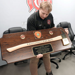 Axe Plaque with Patch Under Acrylic
