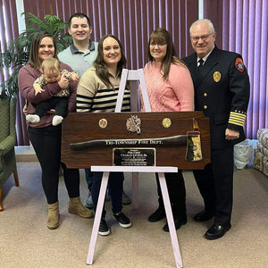 42x16 Walnut Firefighter Award Plaque - Gold Axe