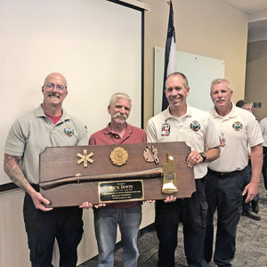 42x16 Walnut Firefighter Award Plaque - Gold Axe