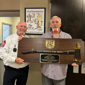 42x16 Walnut Firefighter Award Plaque - Gold Axe
