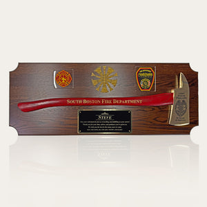 42x16 Walnut Firefighter Award Plaque - Gold Axe