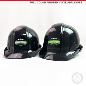 Ceremonial Hard Hat - Flat Front - Black with Full Color Printed Vinyl Appliques