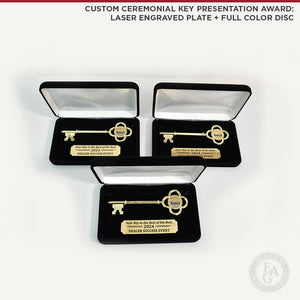 Custom Ceremonial Key Presentation Award: Laser Engraved Plate + Full Color Disc