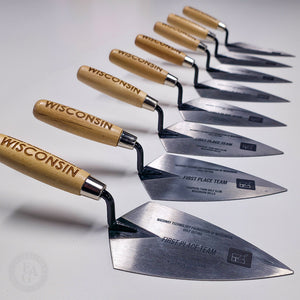 12" Ceremonial Steel Trowels, Laser engraved with dark burn on handle, laser engraved blade