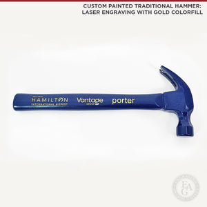 Custom Painted Traditional Hammer: Laser Engraving with Gold Colorfill