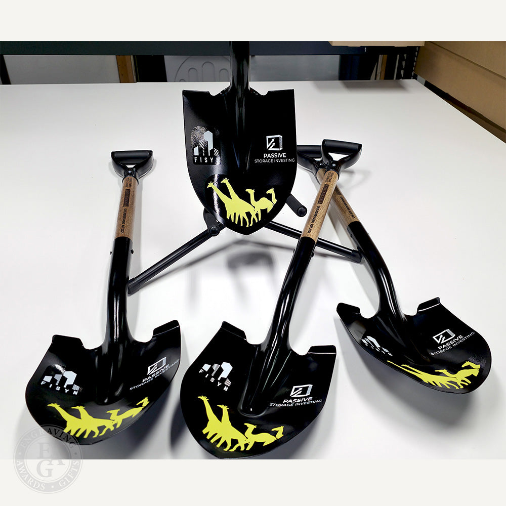 Custom Painted Shovels with Multiple Vinyl Appliques