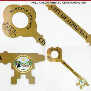 2 Foot Giant Ceremonial Key to the City - Gold Finish with Cut-Out Head