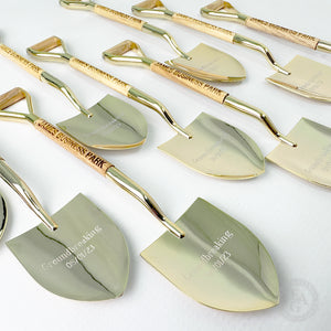 8-1/2" Gold & Silver Miniature Ceremonial Shovels - Wood Handles