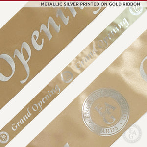 4" Wide Metallic Silver Printed Ribbon - Gold
