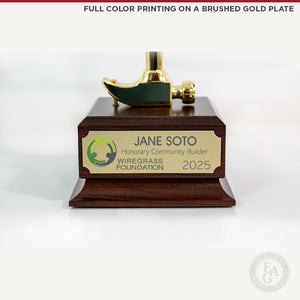 Gold Plated Hammer Pedestal - Full Color Printing on a Brush Gold Plate