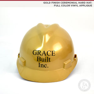 Custom Gold Finish Ceremonial Hard Hat: Single Color Vinyl Applique