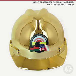 Gold Plated Ceremonial Hard Hat: Full Color Vinyl Decal